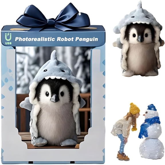 BESTSKY Interactive Plush Robot Penguin, Realistic Emotional Support Toy, Soft Stuffed Animal for Kids and Adults, Stress Relief Gift