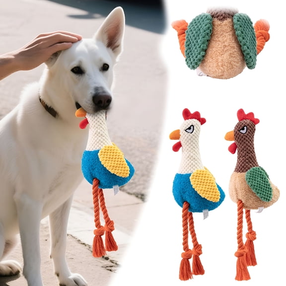 BESTSKY Interactive Plush Squeaky Toy for Dogs, Chicken Chew Toy for Large Dogs, Small and Medium, Durable Puppy Chew Toys for Teething, Bite-Resistant Toys for Dental Health & Playful Enrichment
