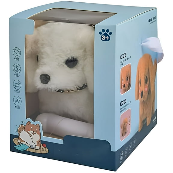 BESTSKY Interactive Robot Dog Toy, Realistic Walking Puppy with Barking and Tail Wagging, Soft Plush Electronic Pet Gift for Adults
