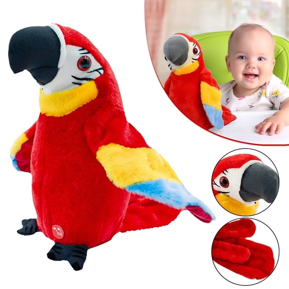 BESTSKY Interactive Talking Parrot Plush Toy, Electronic Repeating Bird with Voice Recording, Funny Animated Pet for Kids, Birthday Gift