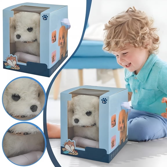 BESTSKY Interactive Walking Barking Plush Dog Toy That Walks and Barks Soft Stuffed Animal Gift for Toddlers Robot Dog That Acts Like a Real Dog