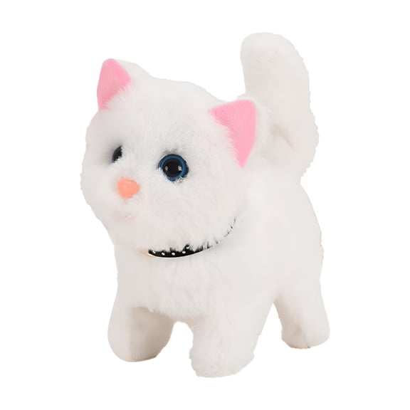 BESTSKY Interactive Walking Cat Toy, Electronic Plush Kitten with Meow Sound, Lifelike Robot Pet Stuffed Animal for Kids