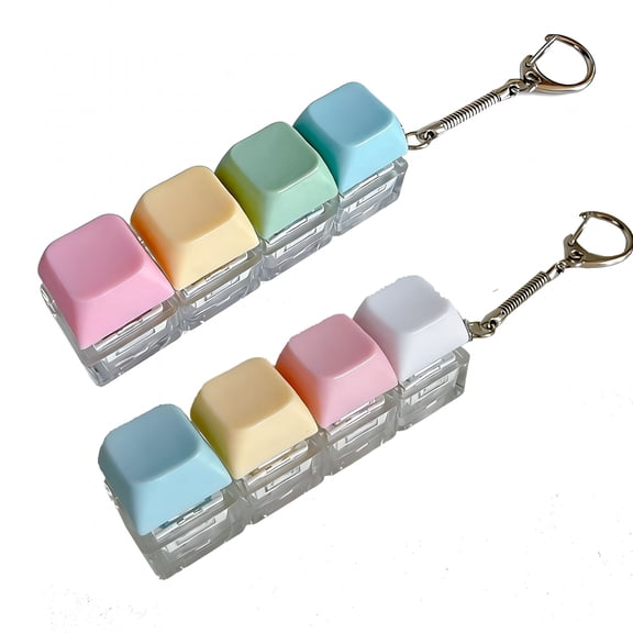 BESTSKY Keyboard Clicker Fidget for Adults,Silent&Loud 4-Key Mechanical,Fidget Toys Anxiety Relief Stress Gifts,2 Pcs Portable Keyboard Keychain for Office Work
