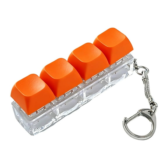 CYFW Keyboard Clicker Fidget Toy,Keyboard Keychain with LED Lights,Stress Relief for Adults,Orange