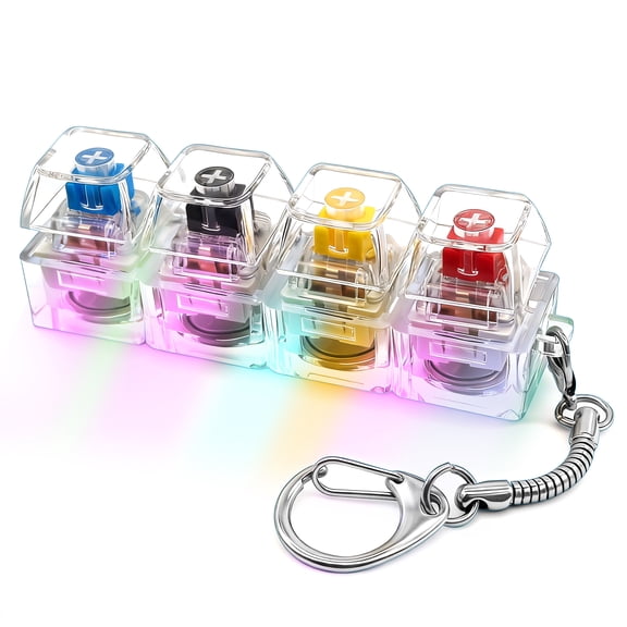 CYFW Keyboard Clicker Fidget 4 Keys and LED Light,Stress Relief Clicker Fidget Toy,Keychain Fidget