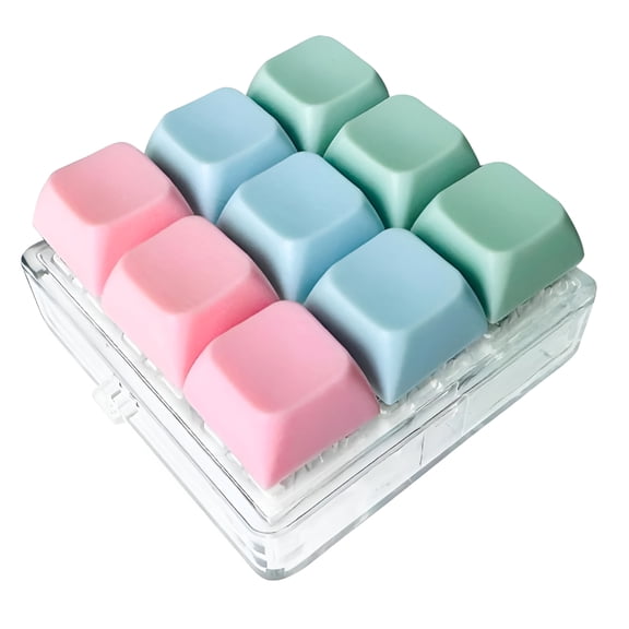 BESTSKY 2026 New Keyboard Fidget Toy Click Keychain Stress Relief Button Toy 9-In-1 Keyboard Decompression Button Gift for Adult Colorful Macaron Fidget Keychain-C(No Chain)