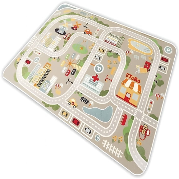 BESTSKY Kid Rug Carpet Playmat for Toy Cars and Train, Play Area Rug with Rubber Backing, Fun Throw Rug, Ideal Gift for Children Baby Bedroom Play Room (80120cm/3247in)