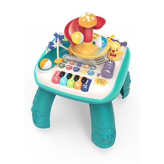 BESTSKY Kids Activity Table with Fun Track Design, Interactive Buttons Educational Early Learning Toy, Toddler Activity Center, English Version