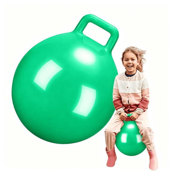 BESTSKY Kids Bouncy Hopper Ball with Handle Jumping Hopping Exercise Balls for Toddlers Boys Girls Indoor Outdoors Sports School Games Exercise Gifts(18 Inch,Green)