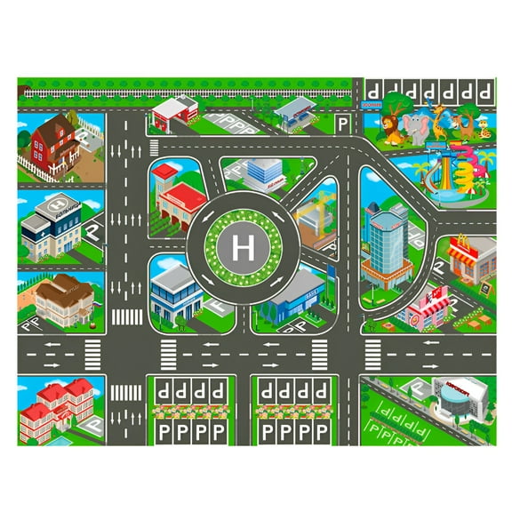 BESTSKY Kids Car Rug Play Mat Carpet for Playing Cars Toys,City Life Road Traffic Map Playroom Rug for Children,Non Slip Educational Area Rugs for Kids Room Classroom Bedroom 3.24.2ft