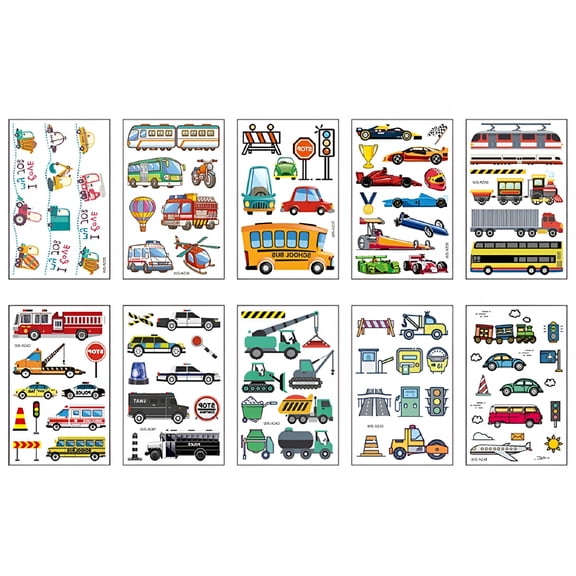 BESTSKY Kids Cars Trucks Stickers Party Supplies,Vehicle Stickers for Kids Toddler Boys with Cars Fire Trucks Construction Buses Airplane Rocket and More