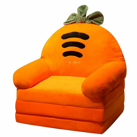 BESTSKY Kids Extra Wide Chairs for Toddler 2-in-1 Toddler Soft Sherpa Couch Fold Out Convertible Sofa to Lounger for Girls and Boys Orange