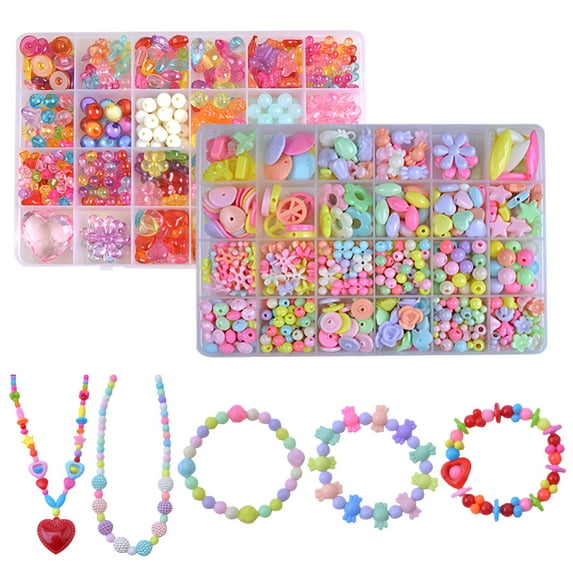 BESTSKY Kids Jewelry Making Kit 450+ Beads Art and Craft Kits DIY Bracelets Necklace Hairbands Toy for Age 3 4 5 6 7 8 Year Old Girl