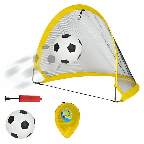 BESTSKY Kids Mini Soccer Goal Set - Backyard/Indoor Mini Net and Ball Set with Pump - Portable Folding Youth Soccer Goal Set - 26" x 15"