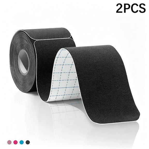 BESTSKY Kinesiology Tape,40 Count Precut Strips 2 Rolls,Original Cotton,10" Elastic Athletic Tape for Muscle Pain Relief and Joint Support,Black