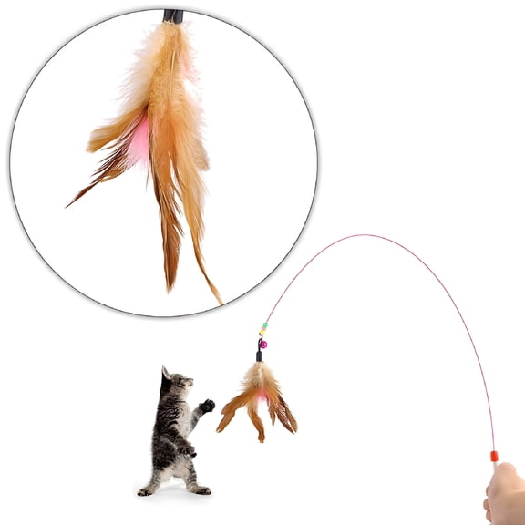 BESTSKY Kitten Cat Pet Toy Wire Chaser Wand Teaser with Bell Beads Play Fun Cat Wand Toys for Indoor Cats (Random Colour)