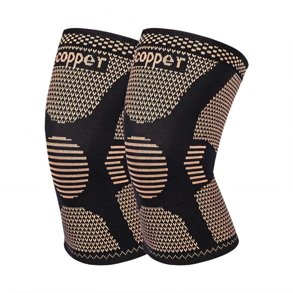 BESTSKY 2Pcs Knee Brace,Copper Fiber Knee Brace,Knee Sleeves Weightlifting Women,Black,L