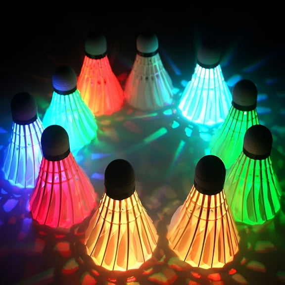BESTSKY LED Badminton, [10 Pack] Colourful Shuttlecock Dark Night Goose Feather Glow Birdies Lighting Outdoor Indoor Sport Activities(10PCS)
