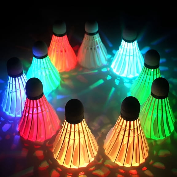 BESTSKY LED Badminton, [10 Pack] Colourful Shuttlecock Dark Night Goose Feather Glow Birdies Lighting Outdoor Indoor Sport Activities(10PCS)