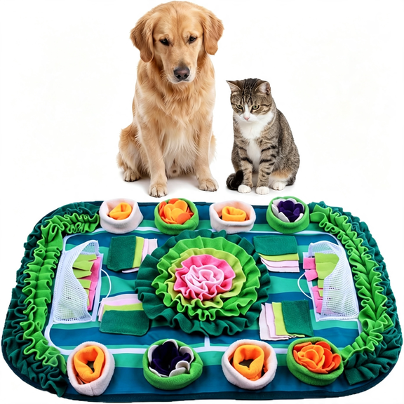 BESTSKY Large 30"X20" Snuffle Mat for Dogs and Cats,Soccer Field Pet Puzzle Toy,Non-Slip Fleece Foraging Mat for Mental Stimulation,Slow Feeder for Pups and Rabbits