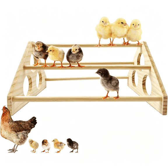 BESTSKY Large Wooden Pine Chick Perch Roosting Bar for Baby Chicks Brooder Coop, Chicken Training Toy Stand