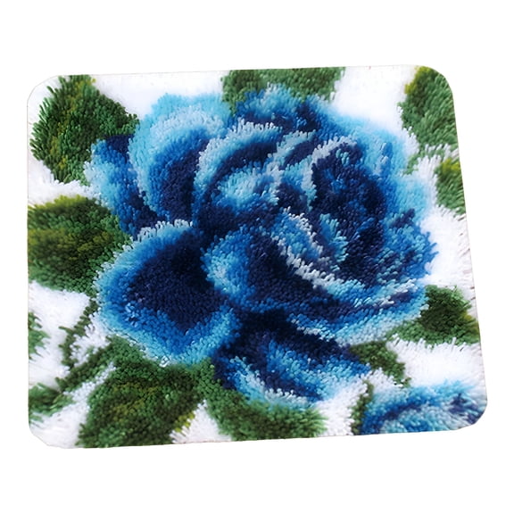 BESTSKY Latch Hook Rug Kits with Basic Tools Crafts for Adults and Kids,Carpet Mat Rug Making 18x18 Inches Needlework Flower Pattern Yarn Crocheting