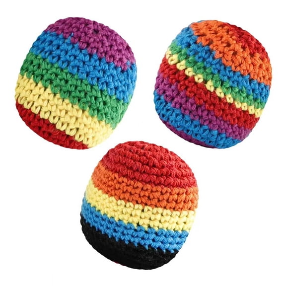 BESTSKY Leather Suede Hacky Sacks, Assorted Foot Bag Crochet, Multicolored Geometric Footbag