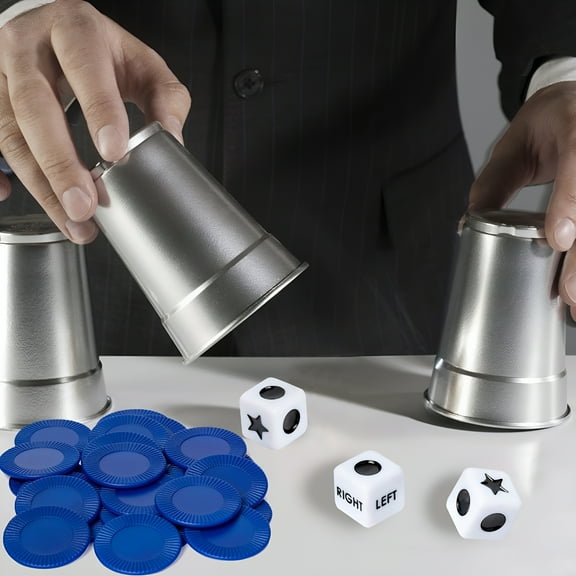 BESTSKY Left Right Center Dice Game | Innovative Left Right Center Table Game | with 3 Dices and 24 Random Color Chips for Family Nights,Friends Gatherings
