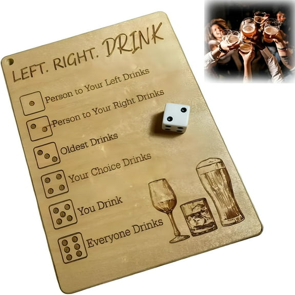 BESTSKY Left Right Drink Drinking Game Adult Drinking Game Left Right Center Dice Game Drink Drinking Game Board Die And Die Bag