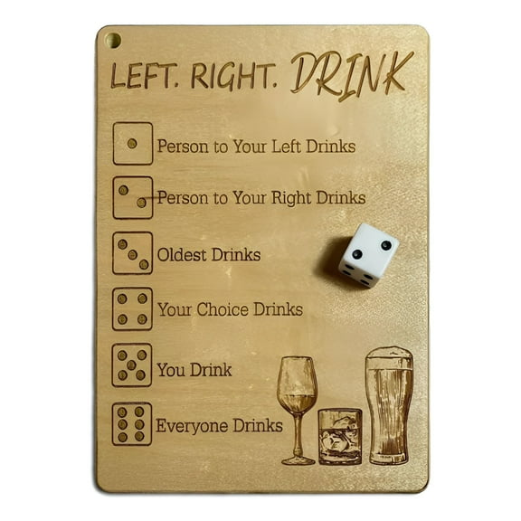 BESTSKY Left Right Drink Drinking Game - Adult Drinking Game Left Right Center, Drink Drinking Game Board, Funny Dice Tray with Dice Bag, for Birthday Parties