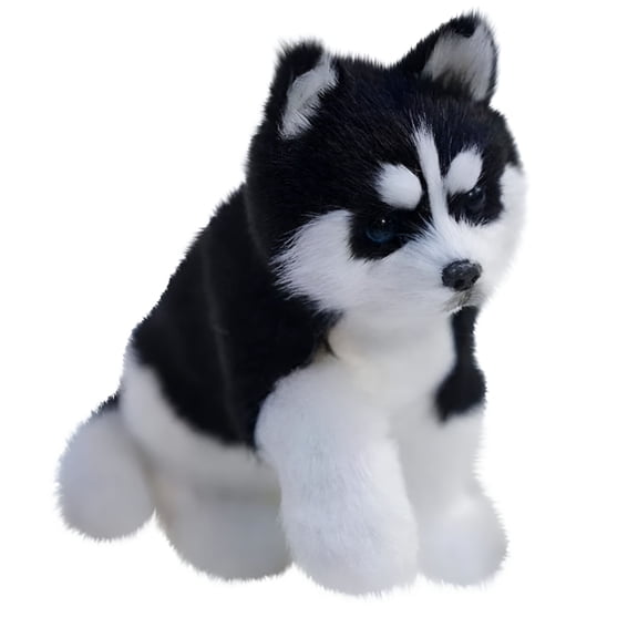 BESTSKY Lifelike Husky Stuffed Animal-Black 8.6