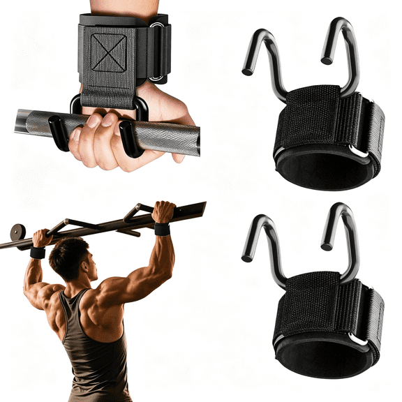 BESTSKY Lifting Hooks for Weight Lifting,1 Pair 330Lb Heavy Duty Gym Straps|330 Lb Capacity,Heavy Duty Gym Lifting Straps,For Barbell,Deadlifts,Pull-Ups,Strength Training,Wrist Protection