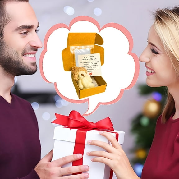 BESTSKY Little Bear in A Box,Anxiety Relief Stuffed Animals,Pocket Bear Mini Plush Doll in Box,Crochet Little Bears Hug with Knitted Hat and Pom Pom