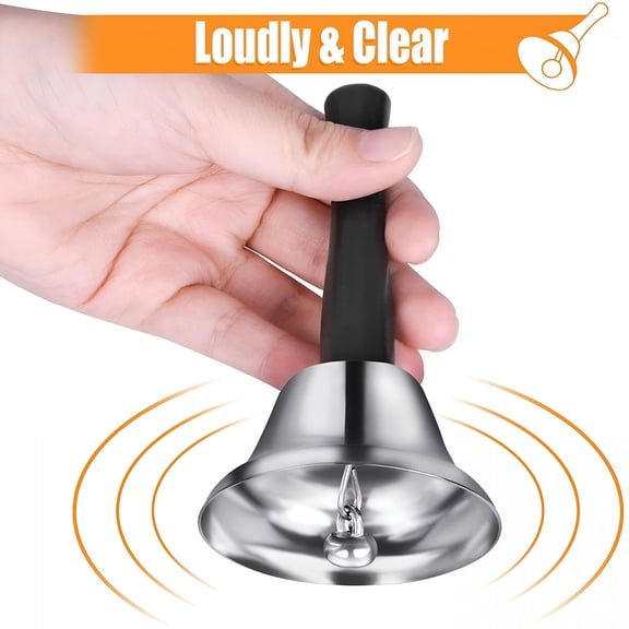 BESTSKY Loudly & Clear Hand Bell Silver with Black Wooden Handle Craft Bells