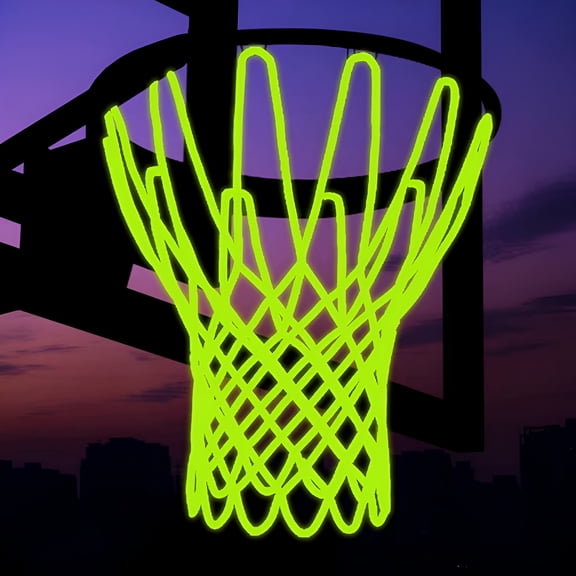 BESTSKY Luminous Basketball Net, Heavy-Duty, Glow in the Dark, Nylon, Standard, Green