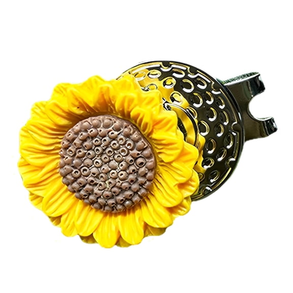 BESTSKY Magnetic Golf Ball Marker with Hat Clip Sunflower Shape Magnet Ball Marker Cap Clip Set for Men Women Golfers Bags Belts Visors Accessories Golf Marker