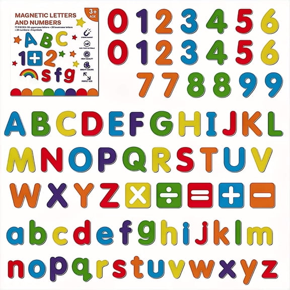 BESTSKY Magnetic Letters and Numbers Set,Abc Alphabet Fridge Magnets with Math Symbols,Educational Spelling and Counting Magnets for Classroom,Homeschool,Learning ActivitiesMulticolored