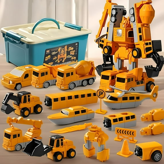 BESTSKY Magnetic Robocar Set, 77-In-1 Robot Toys Set (35 Pcs) with Storage Box, for Creative Play