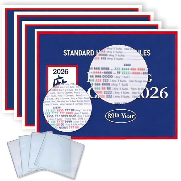 BESTSKY Mahjong Cards 2026, 4 Pcs Official Revision Score Cards with Protective Covers - Premium Waterproof Latest Version Scorecard, Large Clear Print, Easy to Read for Mahjong Fans