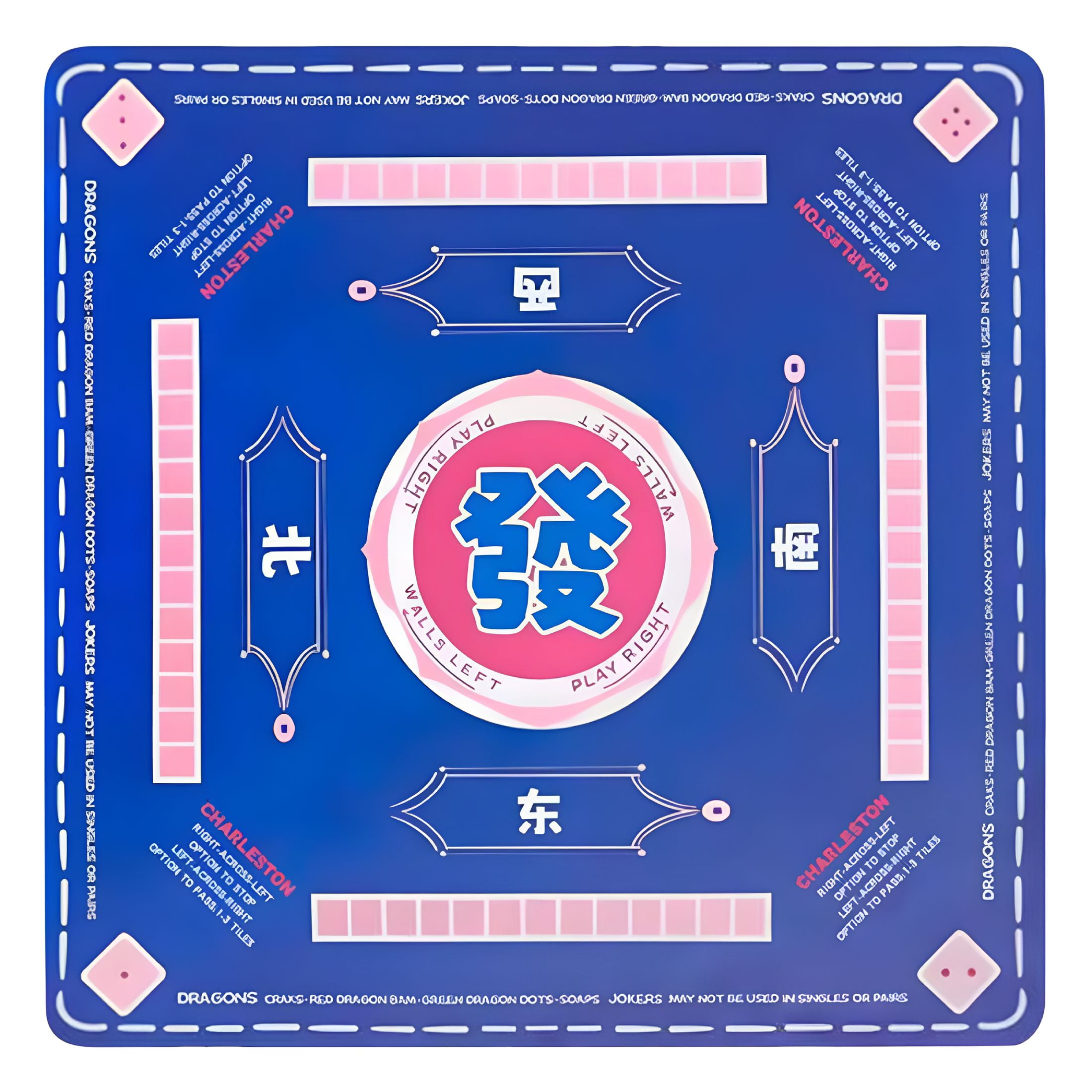 BESTSKY Mahjong Learning Mat With Carrying Slip Noise Reducing Table Cover For Mahjong Board Games Tile Games And Card Games (33” X 33”)