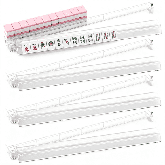 BESTSKY Mahjong Racks with Pushers,4-Pack Clear Acrylic Racks with ...