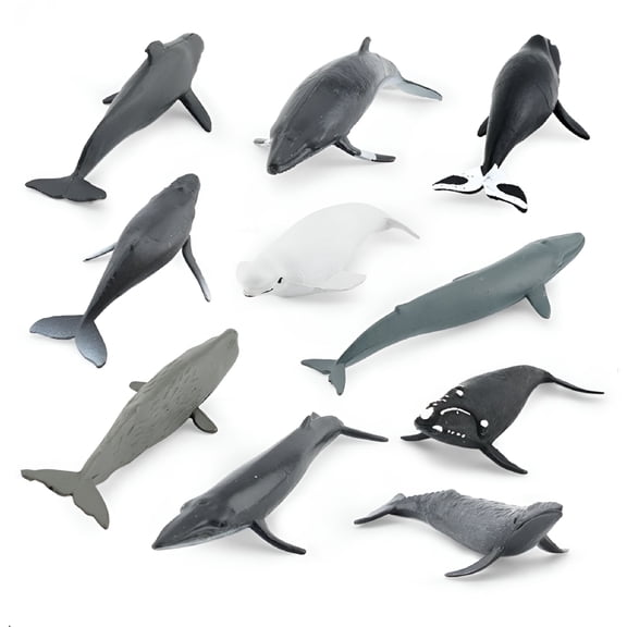 BESTSKY Marine Sea Life Whale Figurines Beluga Humpback Whale Action Figures Ocean Animal Model Ornaments Toys