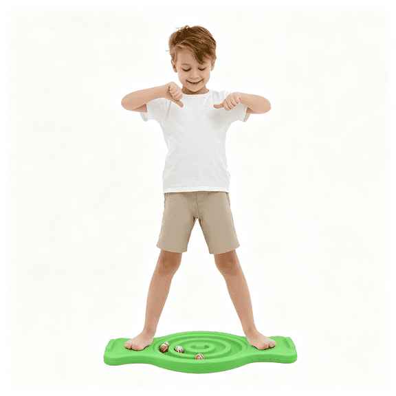 BESTSKY Maze Balance Board for Kids Plastic Wobble Rocker Balance Board with Mini Balls Load 220Lb Balance Game with Handles for Toddler Balancing Exercise Equipment Game,24.5X11.8 Inch(Green)
