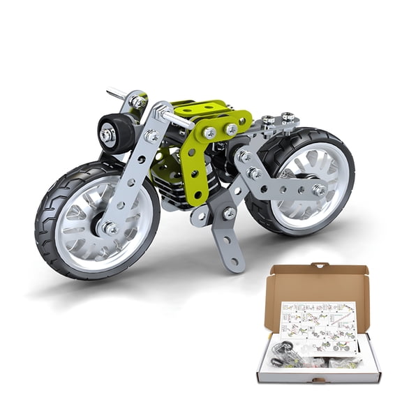 BESTSKY Metal Building Blocks Car Kit, STEM Motorcycle Model Assembly Toy for Boys 8-12, Durable Engineering Construction Set