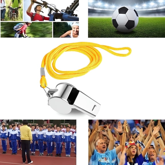 BESTSKY Metal Referee Whistle Stainless Steel Loud Sports Whistle with Lanyard for Coaches Officials Soccer Football Basketball Games Training