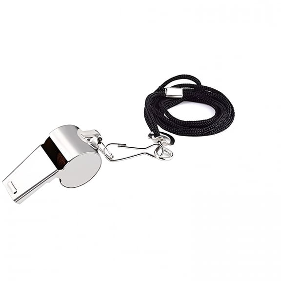 BESTSKY Metal Referee Whistle With Black Lanyard for Training, Emergency Survival, Coaches, Soccer, Football Sport Use