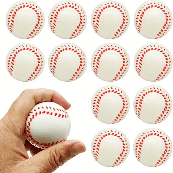 BESTSKY Mini Baseball Stress Balls -12-Pack 2 Inch Soft Mini Sport Squeeze Ball Small Foam Baseball for Party Fun, Favors, Anxiety Relief & Team Building Gifts