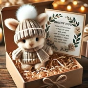 BESTSKY Mini Bunny Hug Emotional Support Plush,Handmade Knitted Rabbit with Inspirational Card,Cute Pocket Hug Gift for Kids,Friends,Easter,Birthday,Stress Relief
