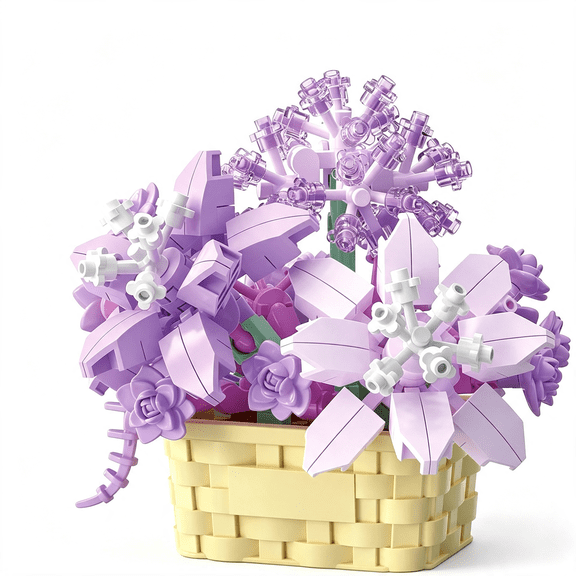 BESTSKY Mini Flowers Building Block Set,Mini Building Blocks,Flower Building Set,Building Block Flowerpot,Mini Bricks Building Sets,Party Favors for Kids Above 10 Years Old(Violet 201Pcs)