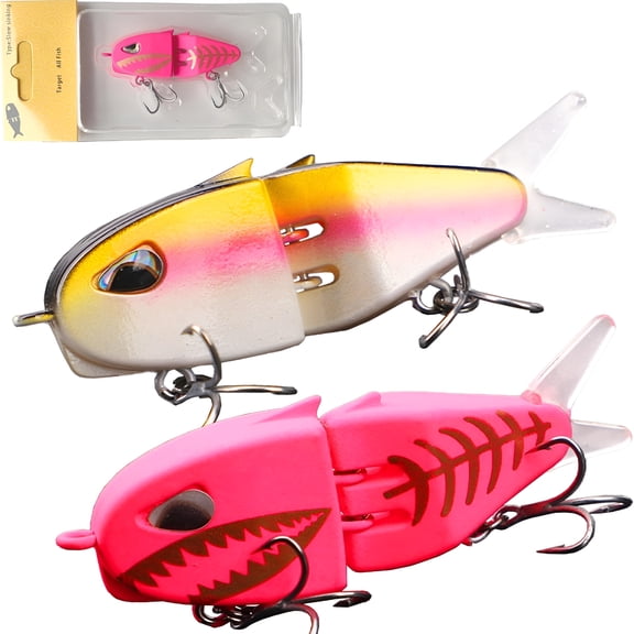 BESTSKY Mini Glide Bait Whopper Popper Fishing Lure, Slow Sinking Wide S Motion Smooth Multi-Jointed Glide Bait for Catfish, Pike Perch, Floating Pencil Bass Freshwater or Saltwater